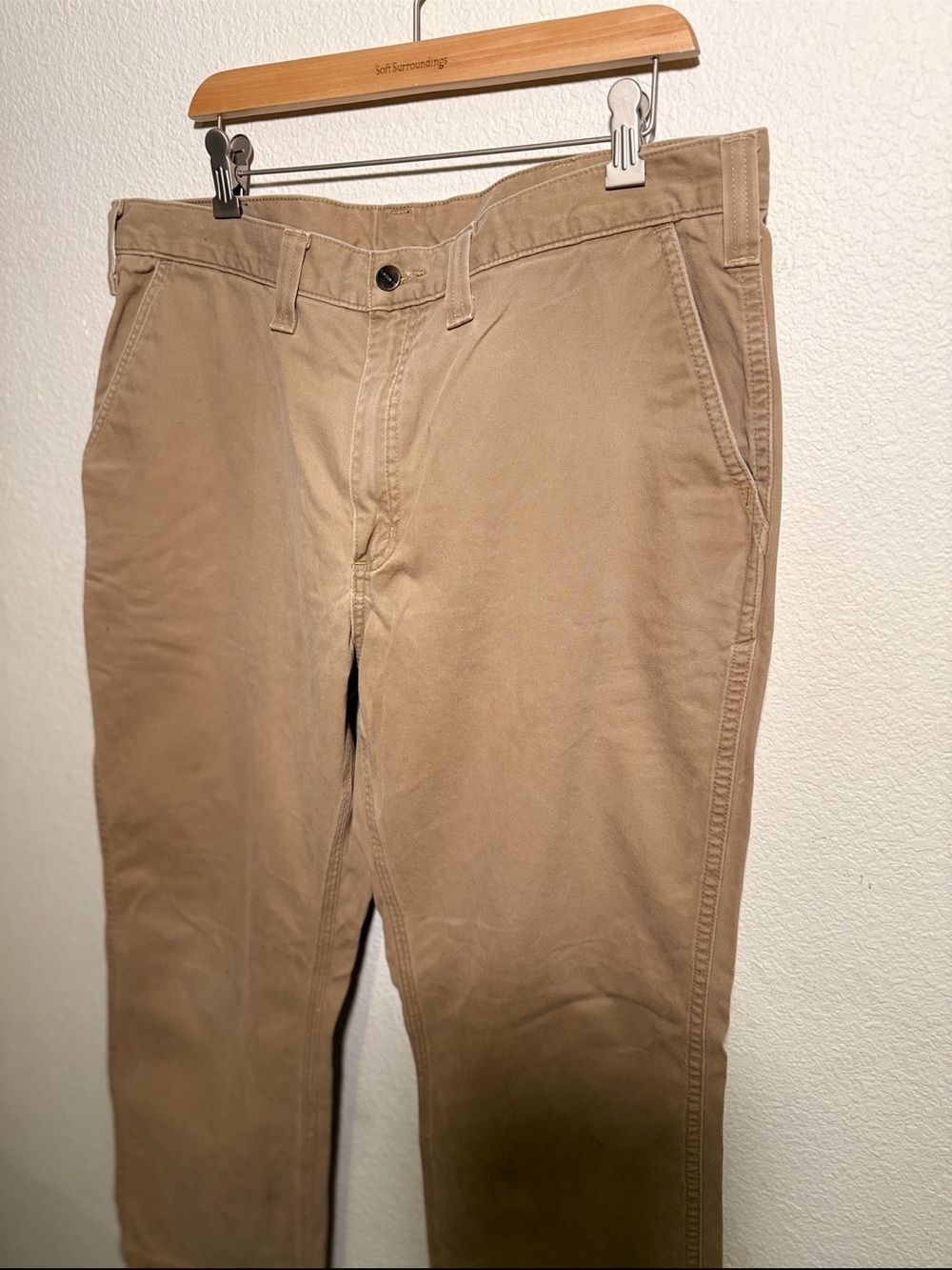 Carhartt Men's Khaki Work Chinos - Tan 40x30 - Picture 3 of 7